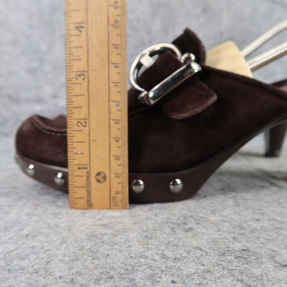 Stuart Weitzman Shoes Womens 8.5 Mule Heel Fashion Studs Buckle Leather Classic - Picture 5 of 16